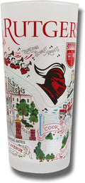 Catstudio Drinking Glass, Rutgers University Glass Cup for Kitchen, 15oz Dishwasher Safe Tumbler for RU Alumni