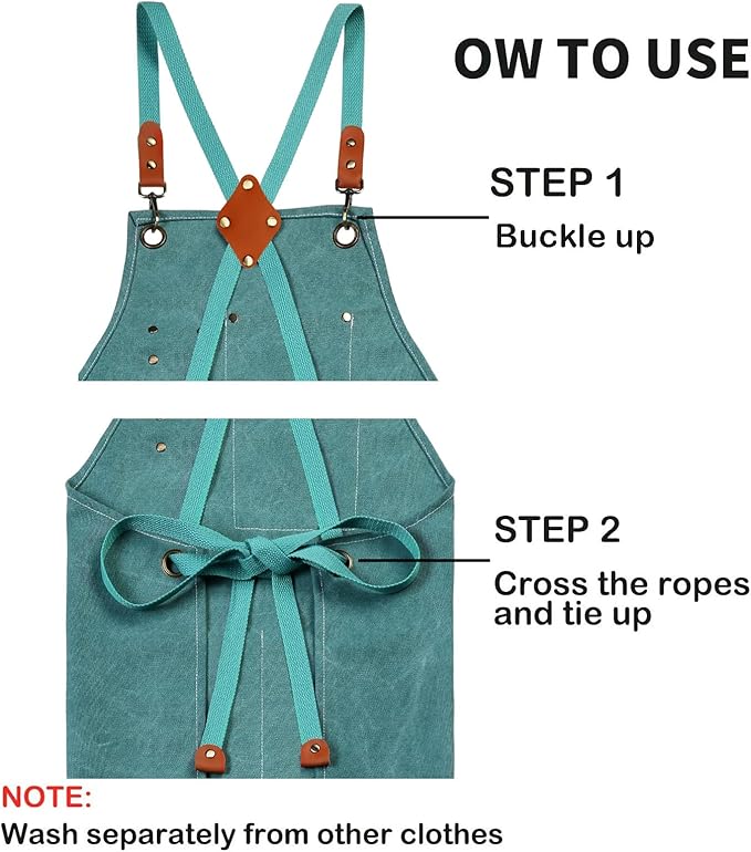 ZOMAO Chef Apron, Cotton Canvas Gardening Apron with Large Pockets for Men and Women,Kitchen Cooking Baking Bib Heavy Duty Adjustable Garden Apron