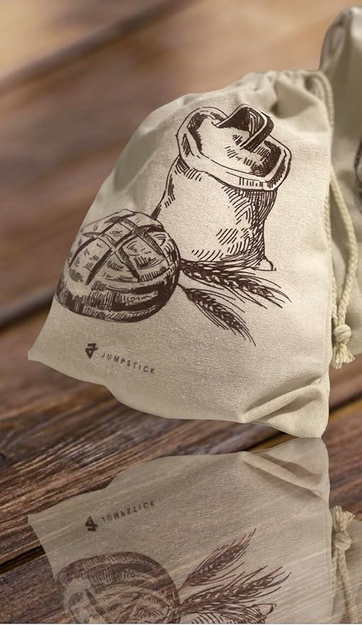 Natural Organic Linen Bread Bags - 2 pack - Large 13 x15 inches. Ideal for Homemade Bread, Reusable, Gift, Christmas Gift, Storage for Artisan - Bakery & Baguette Bag, no plastic