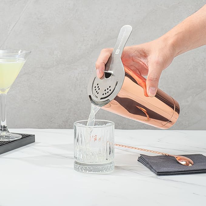 Restaurantware Bar Lux 24 Ounce Boston Shaker 1 Copper-Plated Cocktail Shaker - Weighted Bottom No Leak Stainless Steel Martini Drink Mixer Essential Bar Tool For Home Use Or Bartenders