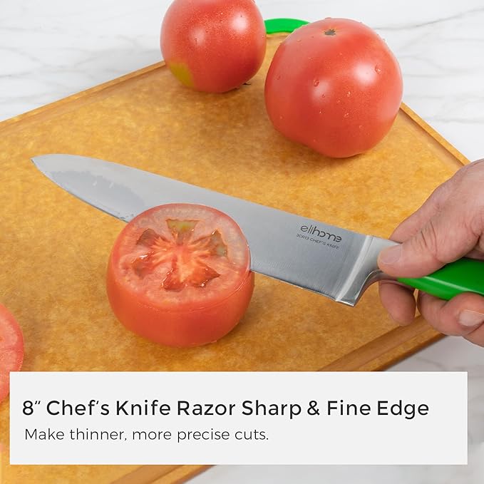 Elihome Large Dishwasher Safe Cutting Board Set with 5-piece Premium Stainless Colorful handle Steel Knife Set
