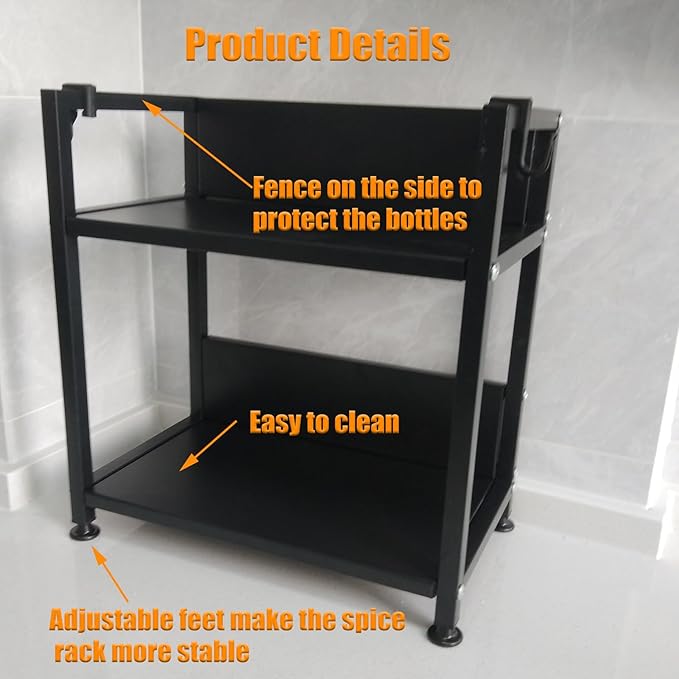 2 Tier Kitchen Countertop Organizer，Shelf Organizer, Spice Rack, Coffee Counter Shelf for Kitchen, Office, Station for Mugs,Cups,Cream,Syrup