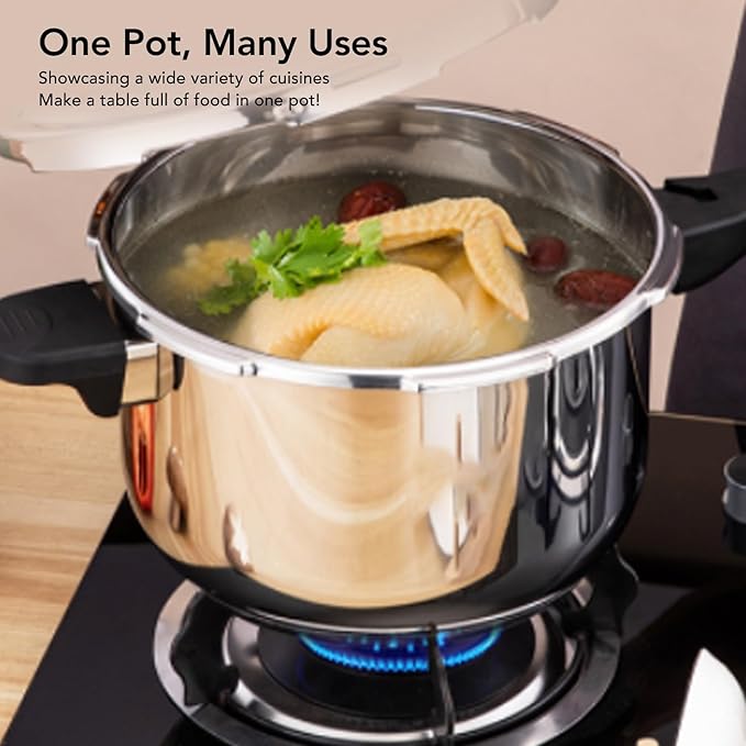 ciciglow Stainless Steel Pressure Cooker, Fast Cooking Pot with Safety Valve, Multifunctional Design, Intelligent, Universal for Induction Cooktops and Stoves, Comfortable (3L)