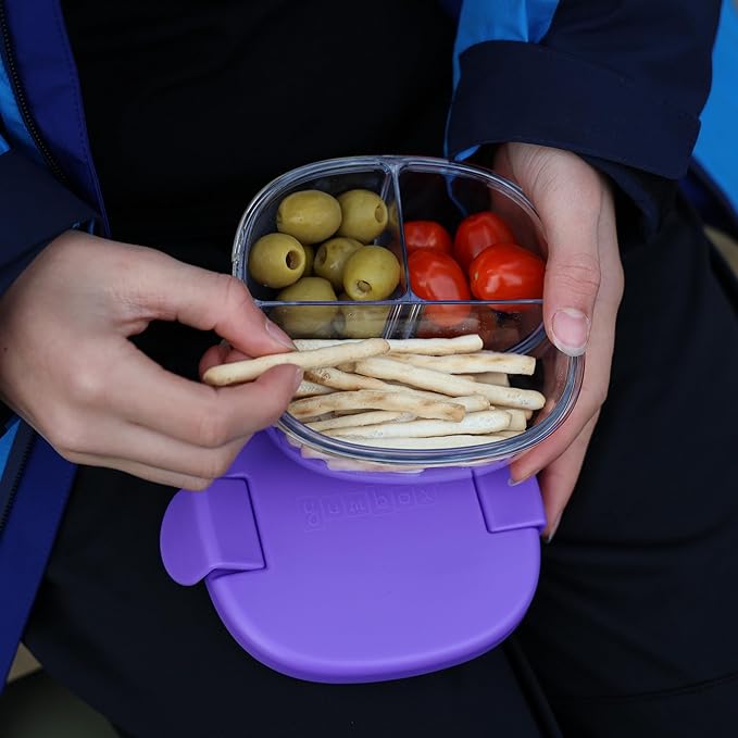 Yumbox Snack Bowl, Leakproof 3 Compartments, Removable Lid, Microwave, Dishwasher Safe, Perfect for acai bowl, yogurt bowl, granola, Bento Snack Box for school, work, travel