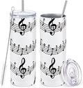 Umigy 2 Pieces Musical Note Gift 20 oz Tumbler with Lid Straw and Brush, Music Travel Mug Stainless Steel Coffee Mug for Lovers Singers Teacher Christmas Gifts