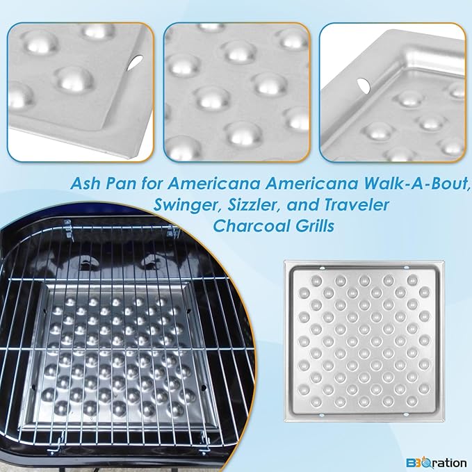 Ash Pan Replacement Parts for Americana Charcoal Grill Walk-A-Bout, Swinger, Sizzler and Traveler Series Grill Parts 1040.8.001 Ash Tray