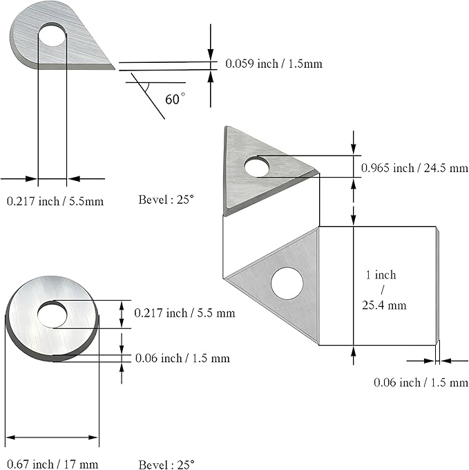 LU&MN Carbide Paint Scraper Blades 3PCS * Round Blades, 3PCS * Triangular Blades and 3PCS *Drop Shaped Blades,Ultra Sharp & Wear Resistant for Removing Paint, Glue, Grout, Pack of 9PCS