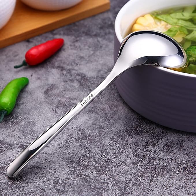 Small Ladles,Sauce,Gravy Soup Spoons Ladles,4 Pack SUS 304 Non-magnetic Stainless Steel 8'' (Color:Silver).