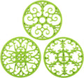 Silicone Trivet Mat - Non-Slip & Heat Resistant Kitchen Hot Pads for Countertops & Table - Kitchen Trivets for Hot Dishes & Cookware - Hot Pot Holder for Pots & Pans - Green,Set of 3