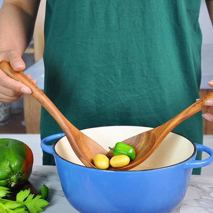 Wooden Spoons for Cooking,Wooden Utensils for Cooking 11 Pcs Wooden Kitchen Utensils Set Wooden Spatulas for Cooking Wooden Cooking Utensils with Holder, 14.37*4.13*3.54, Brown