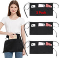 3 Pack Waist Apron with 3 Pockets, Unisex Black Waiter Aprons, Water Resistant Server Aprons for Restaurant Chef Bar