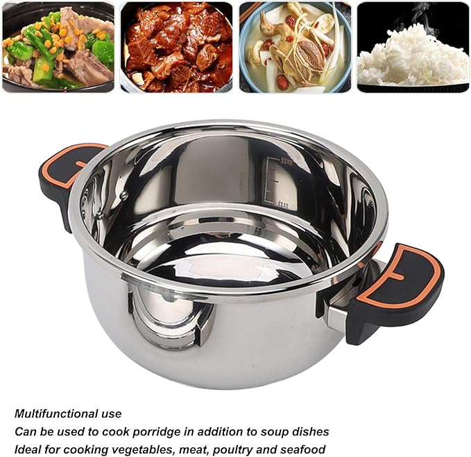 Pressure Cooker Stainless Steel Efficient Fast Heating Large Capacity Canning Pot for Home Kitchen (4L)
