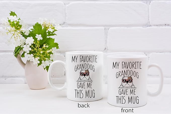 QASHWEY American Bulldog Dog Grandma Gifts Coffee Mug Tea Cup, Funny American Bulldog Dog Lover Owner Gifts for Grandma Grandpa, My Favorite Granddog Gave Me This 11oz Ceramic