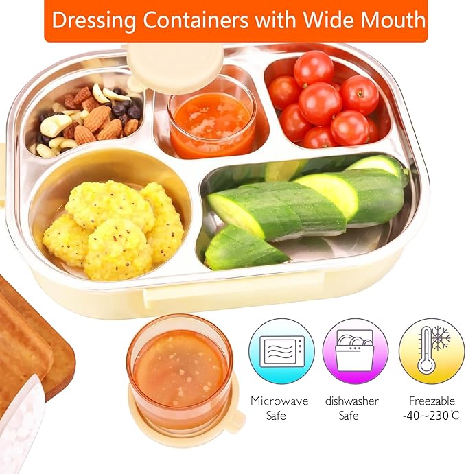 Salad Dressing Container To Go, 2.7 oz Glass Small Condiment Container with Lids, Dipping Sauce Cups for Lunch Box, Leakproof Reusable Sauce Containers, Salad Jars Meal Prep (2.7oz×4pcs)