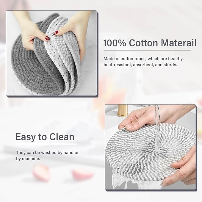 Billbotk 10" Trivets for Hot Dishes, Hot pots and Pans, Set of 4, Heat Resistant Pot Holders for Kitchen, Hot Pads for Countertops