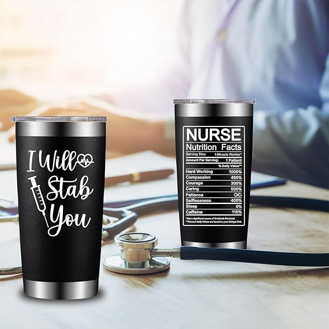 Nurse Gifts for Women - Nurses Week Gift - Nurse Graduation Appreciation Christmas Gifts for Nurses, Practitioner - 20oz I Will Stab You Tumbler Cup