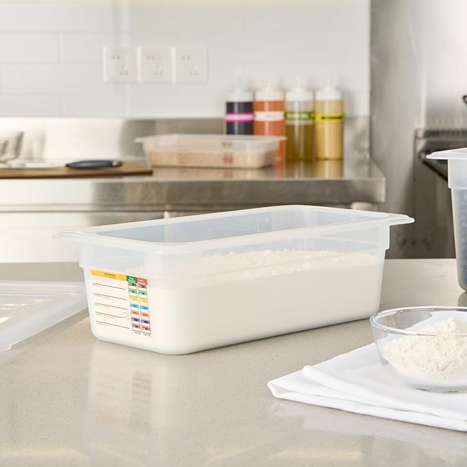 Restaurantware Food Storage Container 1 Pack of 12.7 x 6.8 x 3.9 Inches Plastic Stackable Storage Box White Reusable Label Container Dishwasher Safe For Restaurants And Kitchens