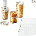Vacuum Container,Vacuum Seal Containers,4pcs Airtight Food Storage Containers with Lids,8pcs Food Vacuum Bags/ 1pc Automatic Pump,for Kitchen and Pantry Organization (Rectangula)