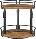 HOOBRO Lazy Susan Organizer Spice Rack, 2-Tier Height Adjustable Rotating Spice Organizer, for Kitchen Countertop and Cabinet, Rustic Brown BF05TL01