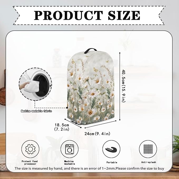 Daisy Butterfly Mixer Hood Cover Dust Covers for Kitchen Appliances Small Appliance Dust Covers Sets for Kitchen Coffee Maker Cover Blender Dust Protection Top Handle