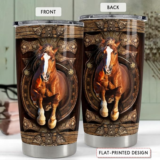 SANDJEST Horse Tumbler 20oz Stainless Steel Insulated Tumblers Coffee Travel Mug Cup Horses Gifts for Women Men Gift for Birthday Christmas