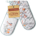 Maison d' Hermine Double Oven Mitt (7" x 35") 100% Cotton Heat Resistant BBQ Cooking Gloves with Loop for Thanksgiving Christmas Decorations Baking Cooking Handling Hot Pan (Whitish Shabby Chique)