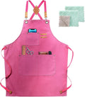 ZOMAO Apron for Women,Baking Kitchen Cooking Apron with Pockets, Cotton Canvas Cross Back Apron with Adjustable Strap and Large Pockets,BBQ Drawing Crafting Aprons for Women Chef (Pink)