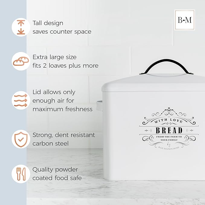 Baie Maison White Farmhouse Bread Box & Canister Set (Bread Box & Canister Set)
