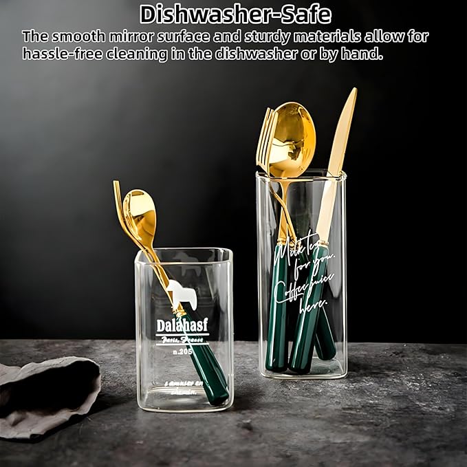 9-Piece Gold Silverware Set with Elegant Emerald Ceramic Handle,Premium Stainless Steel Flatware Set Service for 3,Mirror Polished Dishwasher Safe Luxury Cutlery Set for Home Restaurant