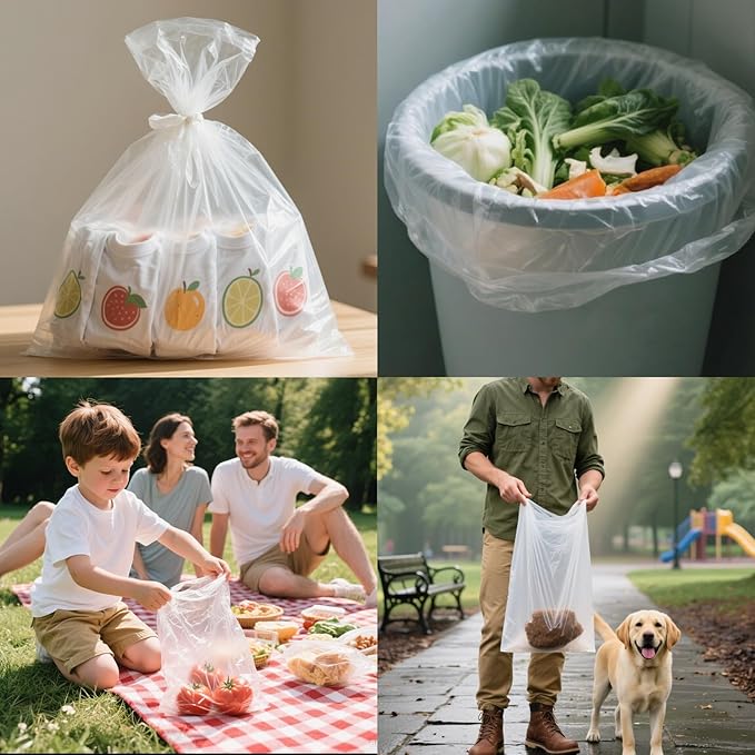Food Storage Plastic Bag Rolls, 2 Rolls 12x16 Clear Plastic Produce Bags Roll for Food Storage, Bread, Vegetables, Fruit, Trash Bags plastic, 350 Bags/Roll