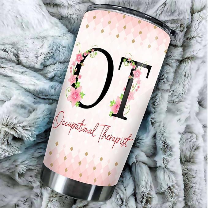 Occupational Therapist Tumbler Stainless Steel 20oz, Putting Fun and Fine OT Gift For Birthday Christmas, OT Gift For Coworker Women Men, World Occupational Therapy Day Tumbler Wrap