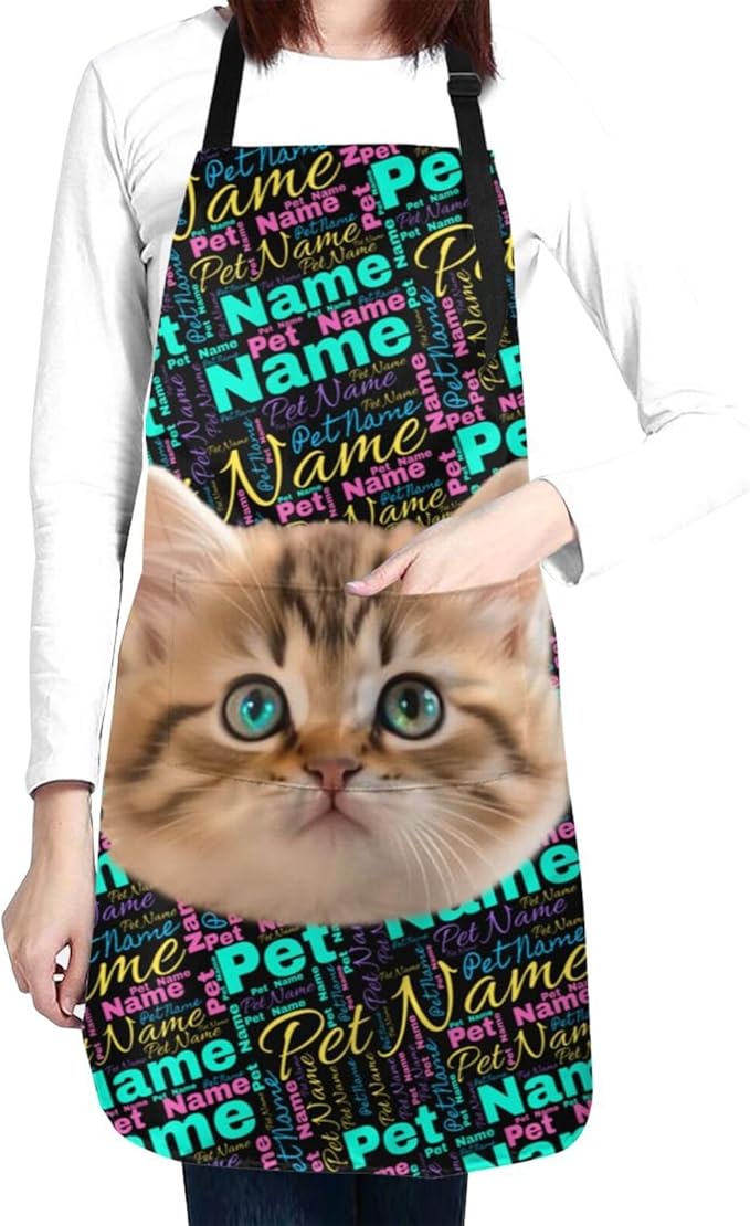 Custom Face Apron for Men Women, Personalized Photo Apron with Pockets, Customized Kitchen Aprons