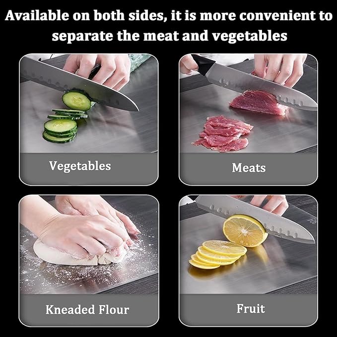 Stainless Steel Cutting Board, 3 PCS Cutting Boards for Kitchen, 304 Stainless Non Stick Chopping Cutting Board for Meat Fruit & Vegetable (15" x 11", 13"x 9", 10" x 6")
