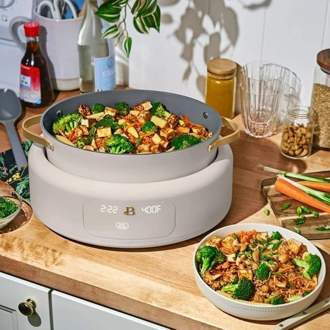 Beautiful 10-in-1 Electric Multi-Cooker, 6-Quart, Digital Display, Non-Stick Pot, One-Touch Control, 10 Cooking Functions (Porcini Taupe)