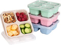 4 Pack Bento Box, 4 Compartment Lunchable Snack Containers with Lids for Meal Prep, School, Travel, Reusable Divided Lunch Food Container for Adults, Kids, Toddlers