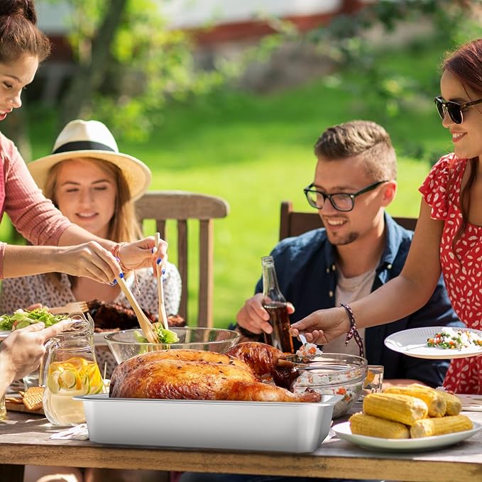 only fire Stainless Steel Baking Pan, Rectangular Cake Pan Cookie Sheet Pan Barbeque Grill Pan for Baking Breads, Grilling Chicken, Vegetables, Dishwasher Safe,15.5’’×11.6’’×2.7"