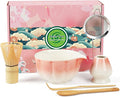 Matcha Whisk Set, 6 PCS Matcha Set-Ceramic Bowl, Matcha Whisk, Whisk Holder, Scoop, Spoon & Sifter, Complete Tea Ceremony Kit Set, Gift Box for Friends & Family, Christmas, Birthday (Pink)