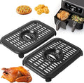 Air Fryer Grill Pan for Ninja Foodi DZ090/DZ201/DZ100（US）AF300（UK）6-in-1 7.6L Dual Zone Air Fryer, 2-Pack Replacement Crisper & Grill Plates with Rubber Bumpers, Dishwasher Safe