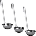 Super Sturdy, Ergonomic 6 Oz. Soup Ladle 3 Pk. Stainless Steel Ladles with Long Handles. Best Kitchen Accessories for Stirring, Portioning and Serving Soups, Chili and Stew in Restaurants and at Home