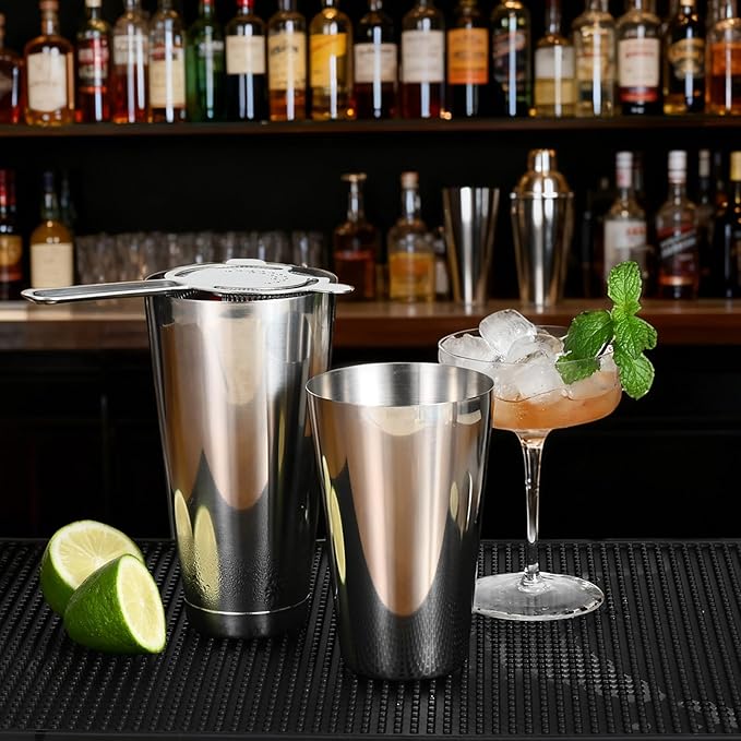 Bulk Cocktail Shakers Bartending - 6pc Boston Bar Shaker Tins Stainless Steel, Commercial 18oz 28oz Metal Shaking Tin Set, Professional Bartender Kit for Drinks, Bar Supplies - Silver