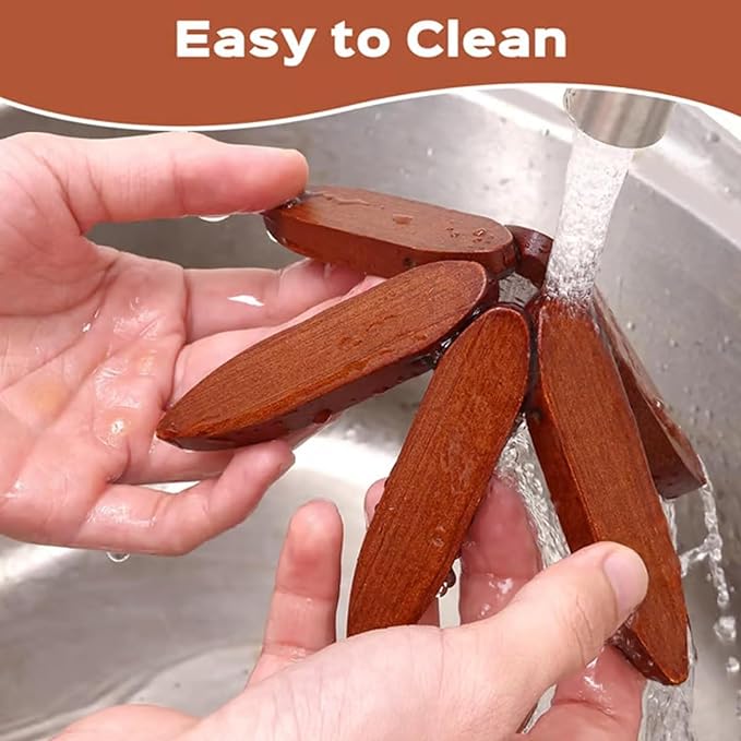 Natural Tree Trivet Set 4 Wooden Trivets and 1 Stand Like a Christmas Tree Wooden Hot Pads Heat Resistant Trivets for Kitchen Table Decor (Log-4 Piece)