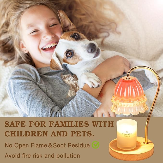 Flower Candle Warmer Lamp with Timer, Wax Warmer, Height Adjustable, Birthday Gifts for Women, Mom, Sister, Candle Lamp Warmer Christmas Gifts, Electric Dimmable Candle Warmer, Vintage Home Decor
