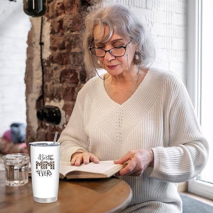 Mimi Christmas Gifts, Mimi Gifts for Grandma, Birthday Gift for Grandma from Grandkids, 20 oz Stainless Steel Tumbler With Lid & Straw