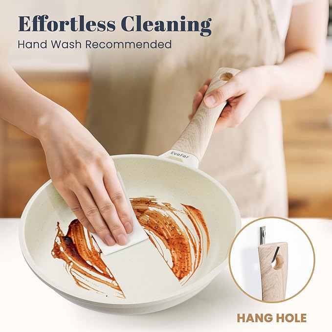 Granite Frying Pan, 8 Inch Non Stick Frying Pans, Lightweight Nonstick Pans for Omelets & Eggs, PFOA & PFAS Free Non-toxic Cookware Chef's Pan, Induction Compatible Fast & Even Heat Skillet