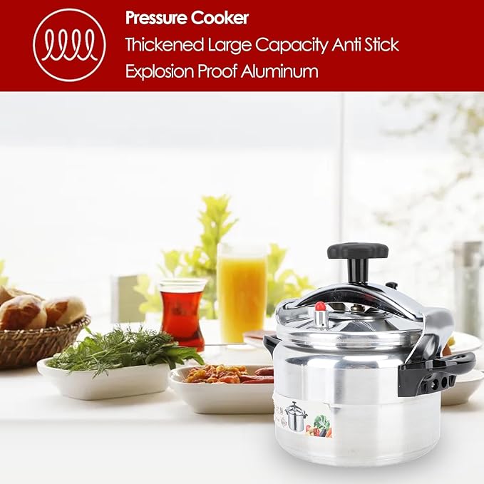 Yoidesu Quart Pressure Cooker, Aluminum Pressure Cooker Pot with Pressure Gauge and Cooking Rack for Family or Commercial Use (15L)