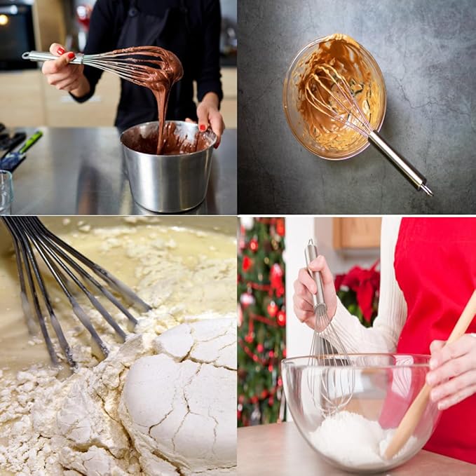 Wire Whisks for Household Purposes Pack of 3 Stainless Steel Handheld Egg Whisk 10-Inch