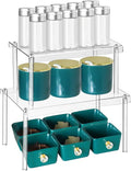 Spice Organization for Cabinet, 2 Pack Stackable Acrylic Shelf Set, Versatile Spice Rack Organizer for Kitchen Pantry, Countertop, Bathroom, Office, Apartment, Ideal for Small Spaces and Gift Giving