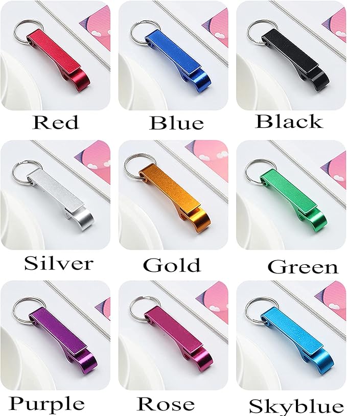 Slavna 100 Bottle Opener Keychain Bulk for Men Women Multicolor Aluminum Key Chain Beer Can Bottle Opener for Party Favor Wedding Favor Bartender Groomsmen Fathers Day