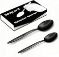 Chef Kunz Spoons - Professional Set for Basting, Plating, Quenelle, Serving, Sauces| Vintage-inspired 8" & 9" Chef Spoon Set| Culinary Plating Tools with Non-Slip Grip (Black)