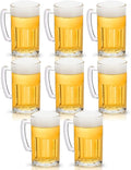 COKTIK 8 Pack Heavy Large Beer Glasses with Handle - 20 Ounce Glass Steins, Classic Beer Mug glasses Set